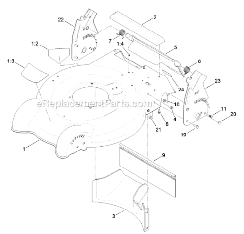 Housing_And_Rear_Height-Of-Cut_Assembly Diagram and Parts List for 10632  Lawn Boy Lawn Mower